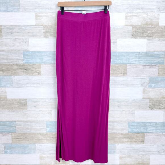 Old Navy Jersey Knit Maxi Skirt Purple Double Side Slit Stretch Womens Small - Picture 4 of 7